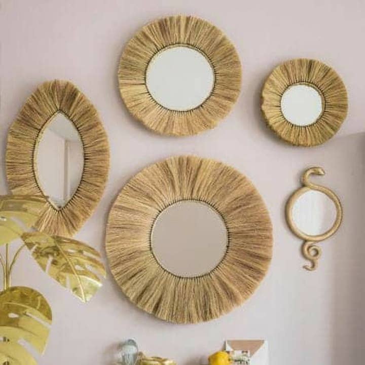 My artisans - Wholesale Wall Mirror - Moroccan Straw Eye Mirror – Handwoven Raffia Wall Decor