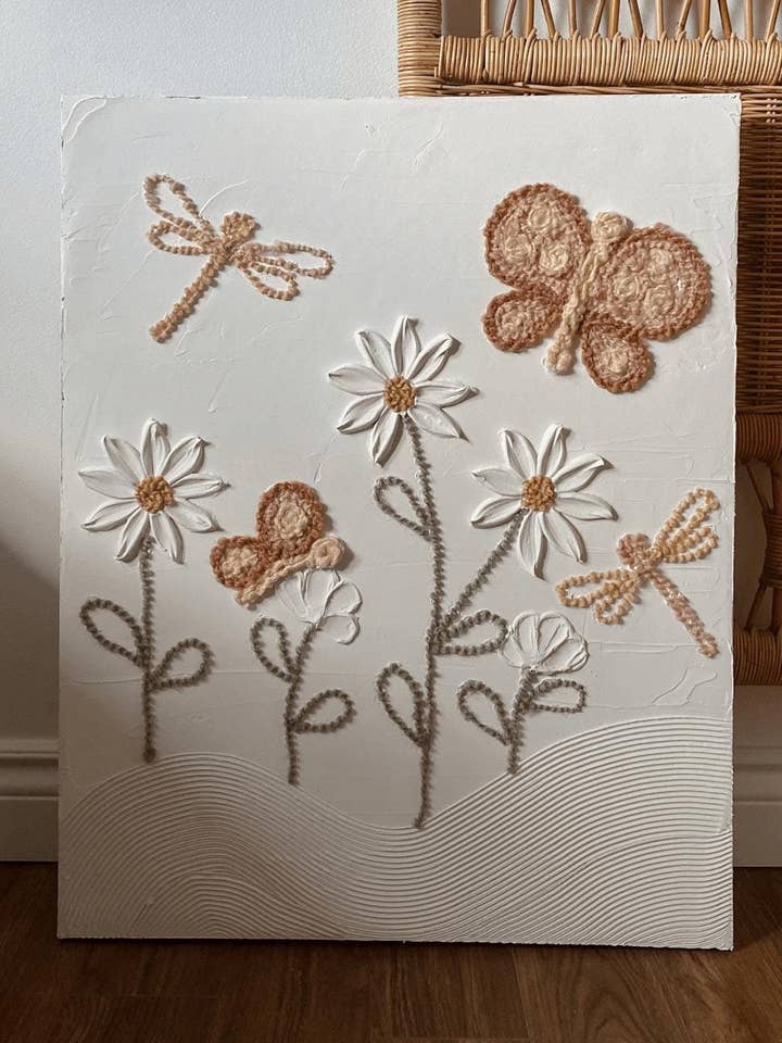 Whimsical Fairyland Nursery Art with Textured Floral Decor for wholesale by Casinha Flores