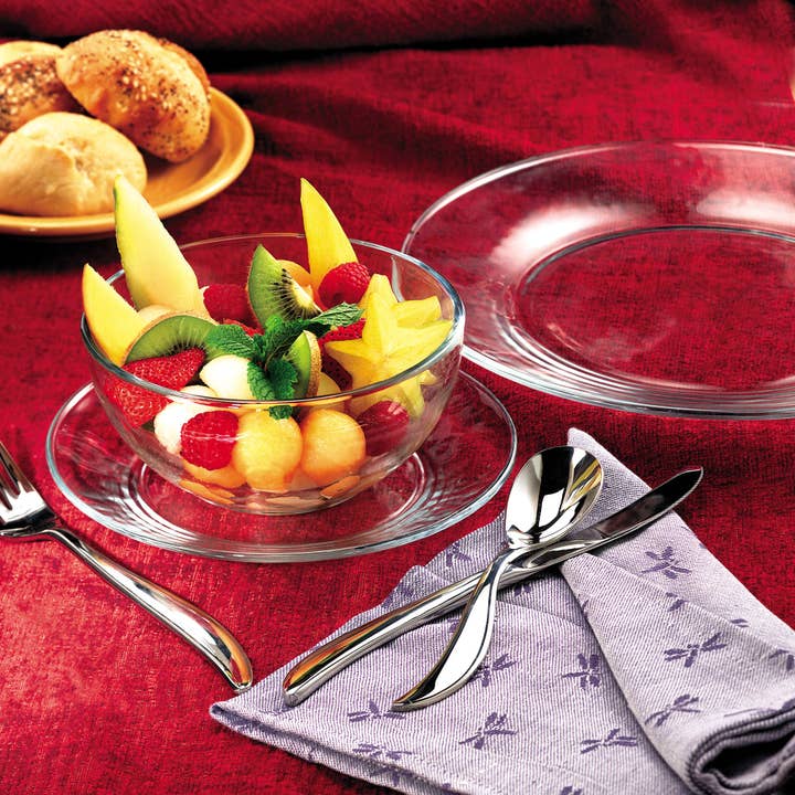 Libbey - Wholesale Dinnerware Set - Libbey 12‑Piece Clear Glass Round Dinnerware Set, Service for 41