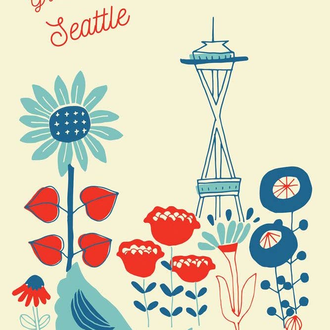 Honeyberry Studios - Vente Carte de vœux classique - Carte de vœux vintage Chicken From Seattle1