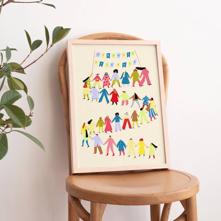 Stronger Together Art Print | Nursery Wall Art | Positivity for wholesale by Little Black Cat Illustrated Goods