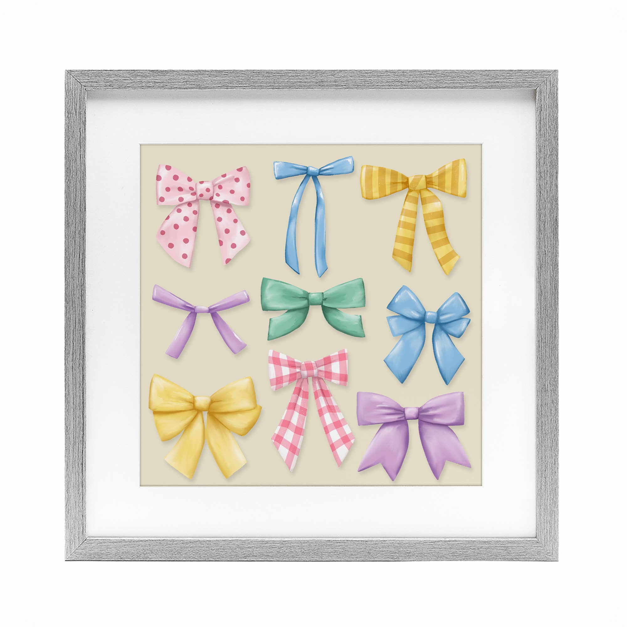 Stupell Industries - Wholesale Wall Sign - Pretty Bows Differing Patterns - Print Under Glass Wall Art9