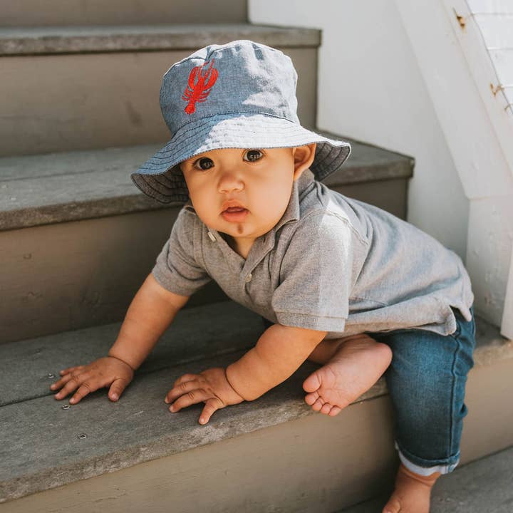 Huggalugs - Wholesale Bucket Hat - Kids - Lobster Chambray Bucket Hat Baby & Toddler