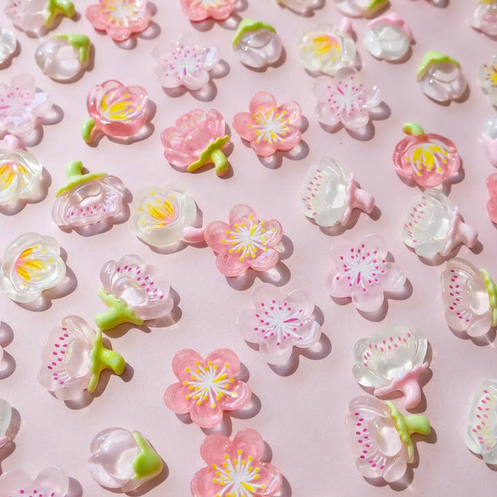 Moon Bunny - Wholesale Craft supplies - Pink glitter cherry blossom petal (4 pcs)5