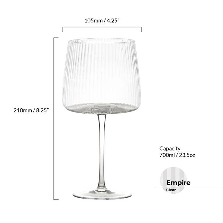 Anton Studio Designs - Wholesale Cocktail/Liquor Glass - Set of 2 Empire Clear Gin Glasses - Cocktail Glass Set
