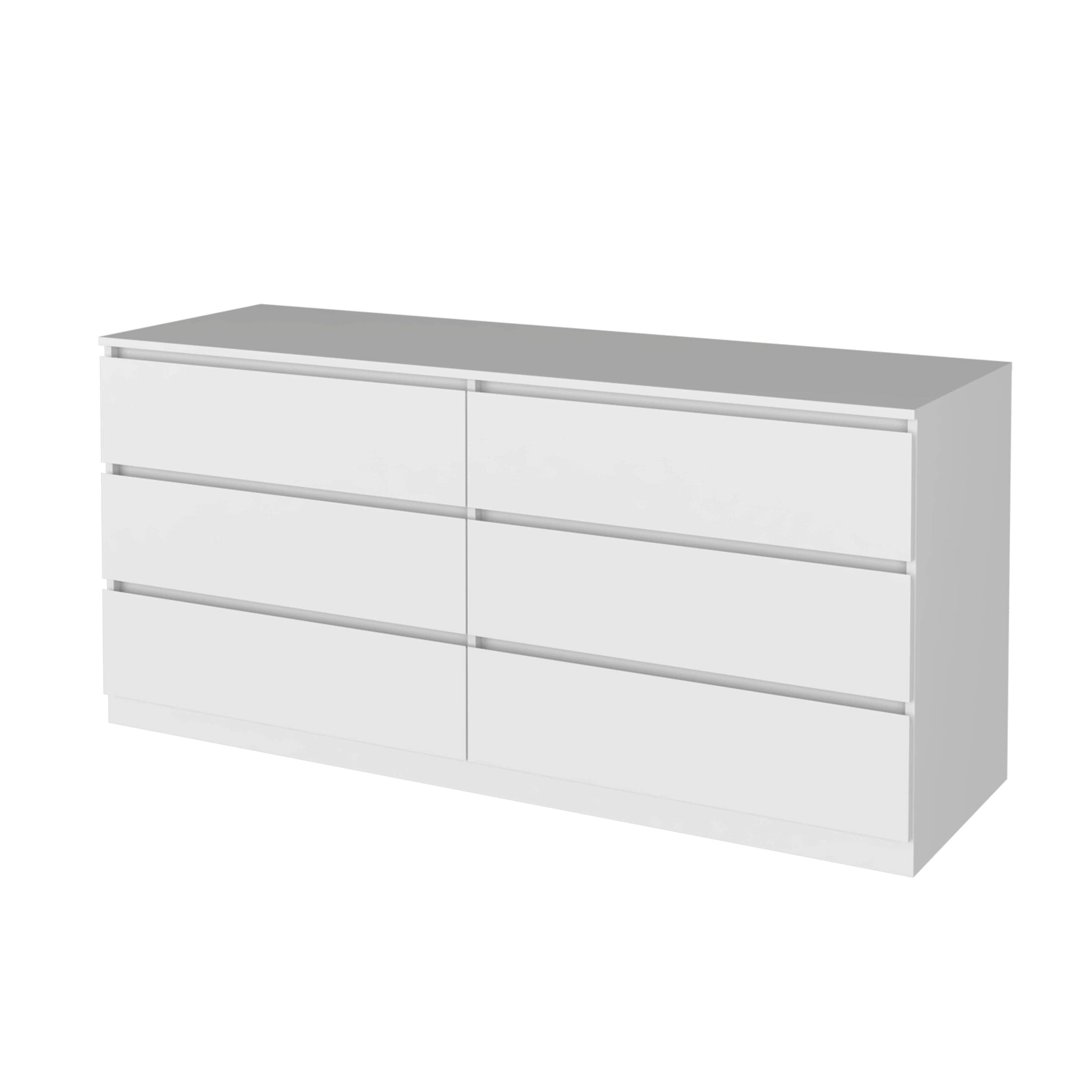 Blank Asteria double dresser in melamine, six drawers for wholesale on Faire1