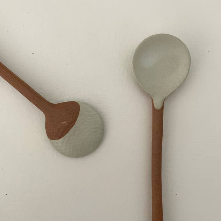 fort & field - Wholesale Kitchen Spoon - Colored small handmade Japanese pottery spoon - pink grey2