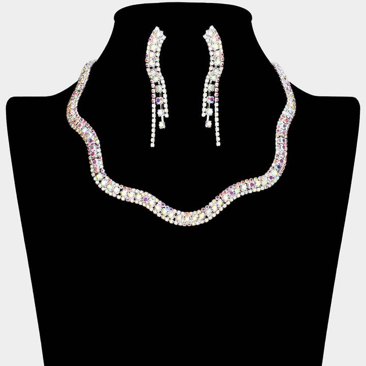 Wavy Rhinestone Collar Necklace for wholesale by Sensibling Corp.