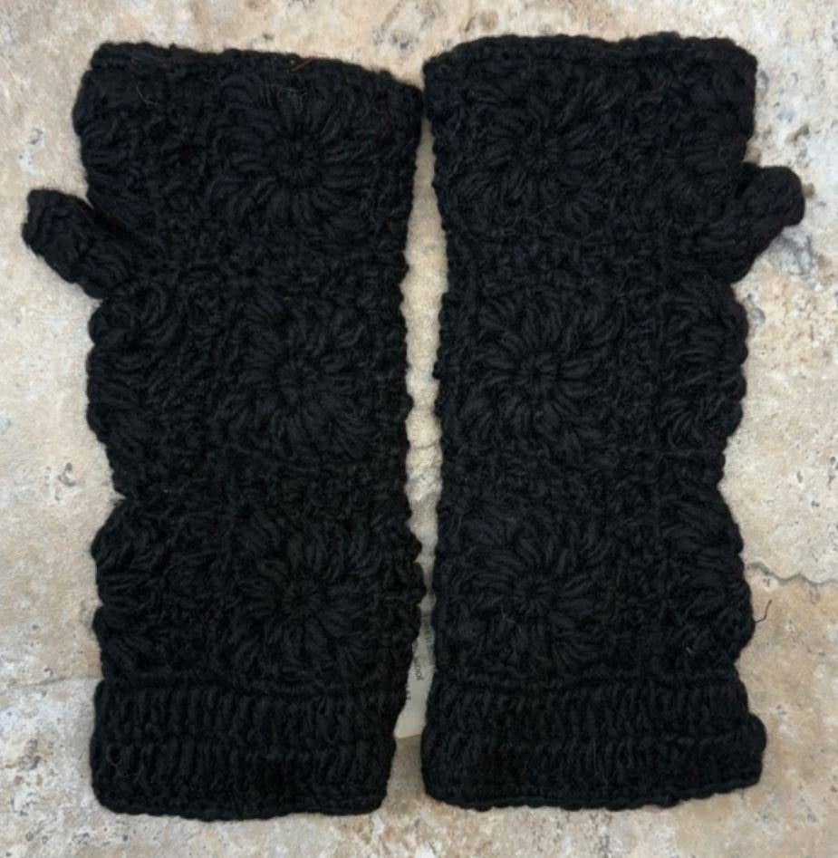 Lungta Imports – Engroshandel Handsker - Dame – Fingerløse, håndstrikkede uldhandsker med fleecefor - håndvarmer42