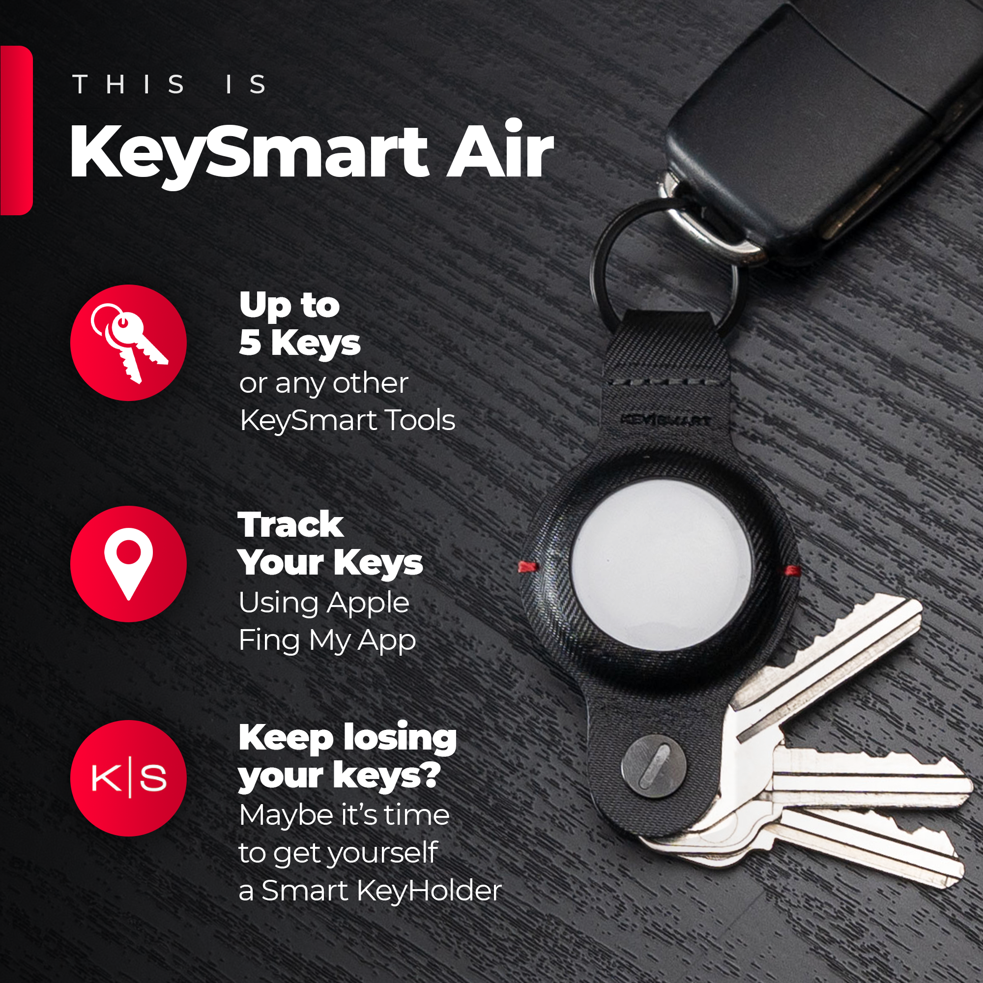 KeySmart / STATIK - Wholesale Keychain - Unisex - KeySmart® Air | Compatible With Apple Airtag6