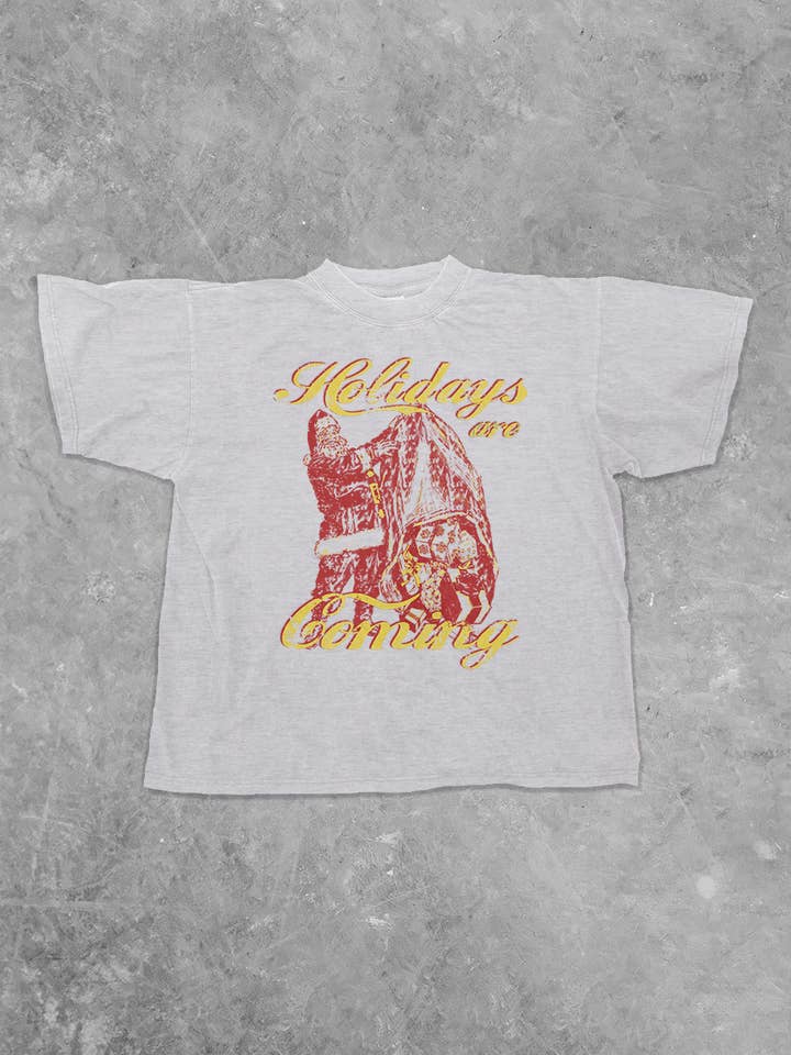 Weihnachten kommt Santa, Weihnachts-Boxy-Baumwoll-T-Shirt für den Großhandel von The Clandestine Underground