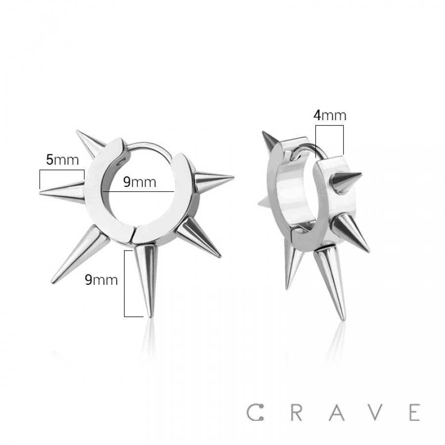 CRAVE - Wholesale Huggie Earrings - PAIR OF 316 SURGICAL STEEL HUGGIE/HOOP EARRINGS WITH SPIKES1