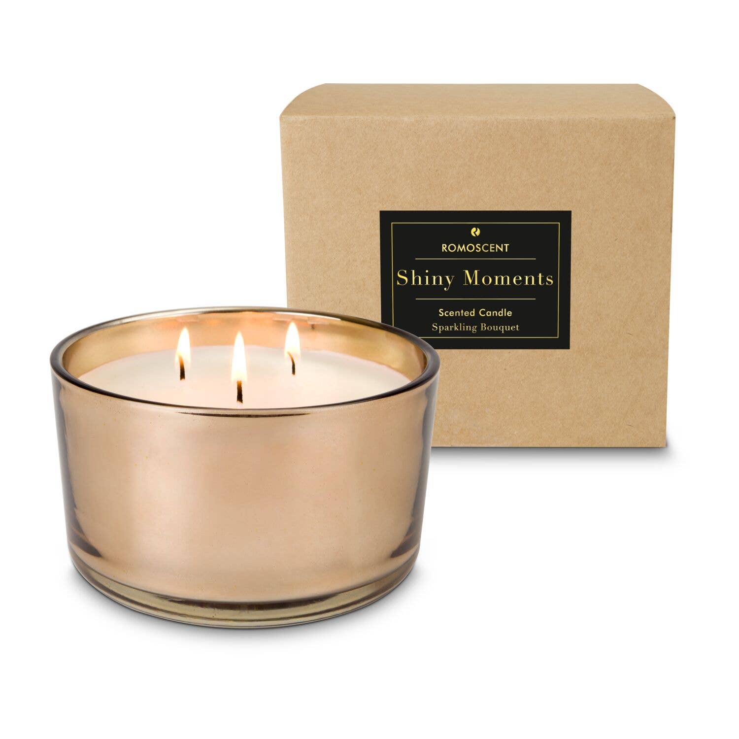 ROEMER WELLNESS – wholesale Burkljus – Romoscent® Shiny Moments doftljus i kopparfärgat glas1