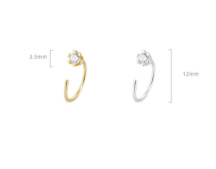 Melange Blanc - Wholesale Huggie Earrings - E141 Gold huggie hoop earrings, dainty open hoops2