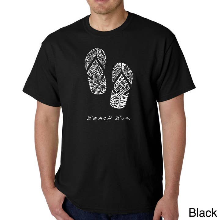 LA Pop Art Herren Wortart T-Shirt - BEACH BUM für den Großhandel von LA Pop Art