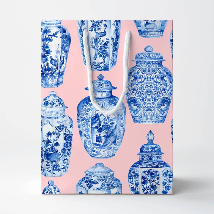 Pink Ginger Jar Gift Bag for wholesale by JOSIL Paperie & Gift