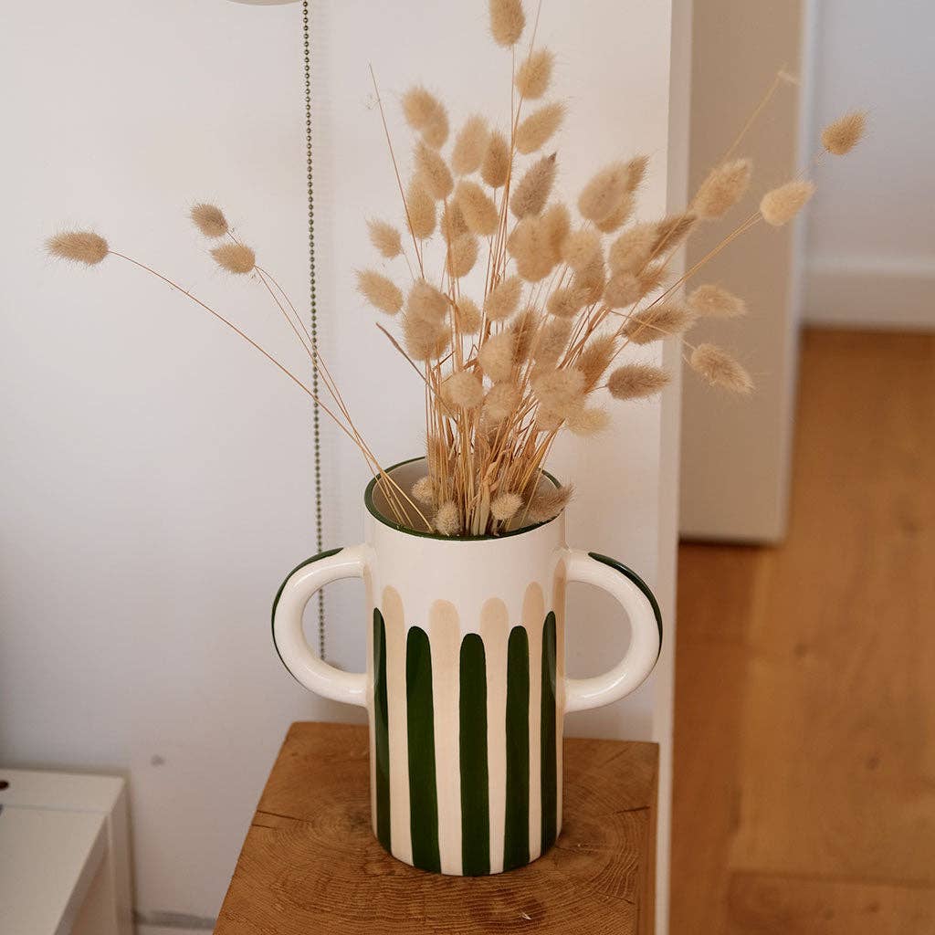 Oustao - Wholesale Vase - Mediterranea ceramic vase - Green/beige stripes4