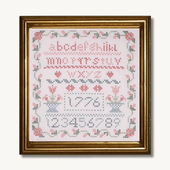 1776 Kit de ponto cruz estampado com amostrador floral vintage por atacado de THE POSY COLLECTION