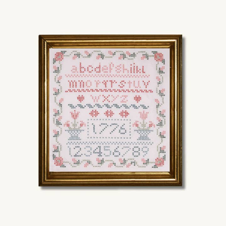 1776 Vintage Floral Sampler gestempeld kruissteekpakket voor wholesale door THE POSY COLLECTION