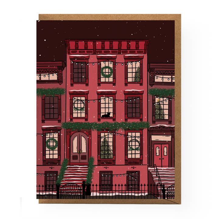 Carte Brownstone des Fêtes pour la vente par Boss Dotty Paper Co.