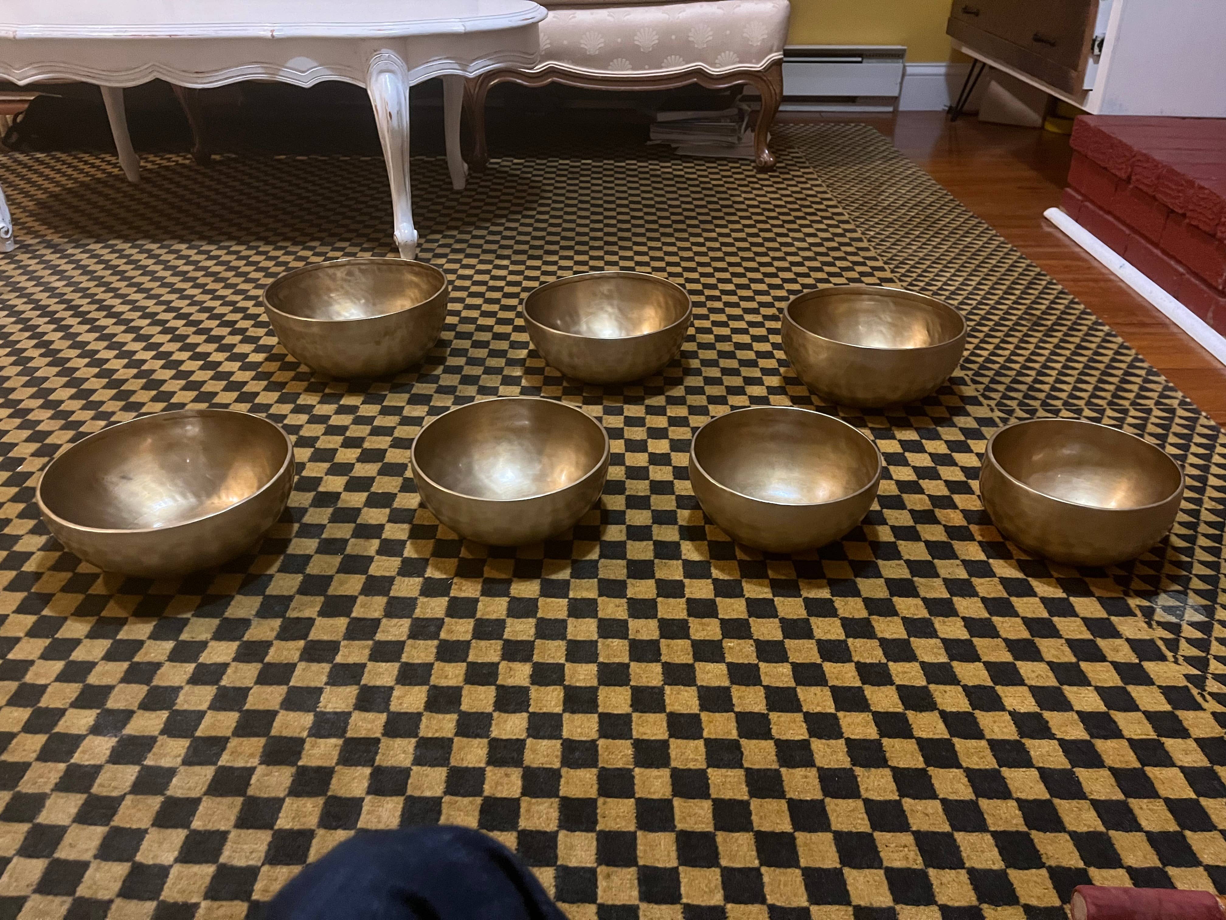 Heritage good Nepal - Wholesale Meditatie benodigdheden - Professioneel gestemde handgesmede klankschaal set van zeven2