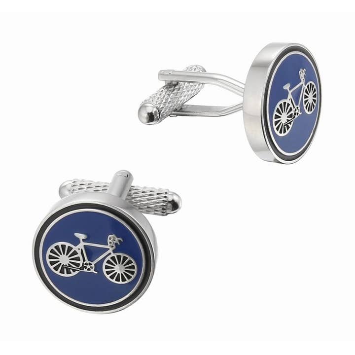 Black and Blue Cycle Cufflinks for wholesale by Cufflinks Depot