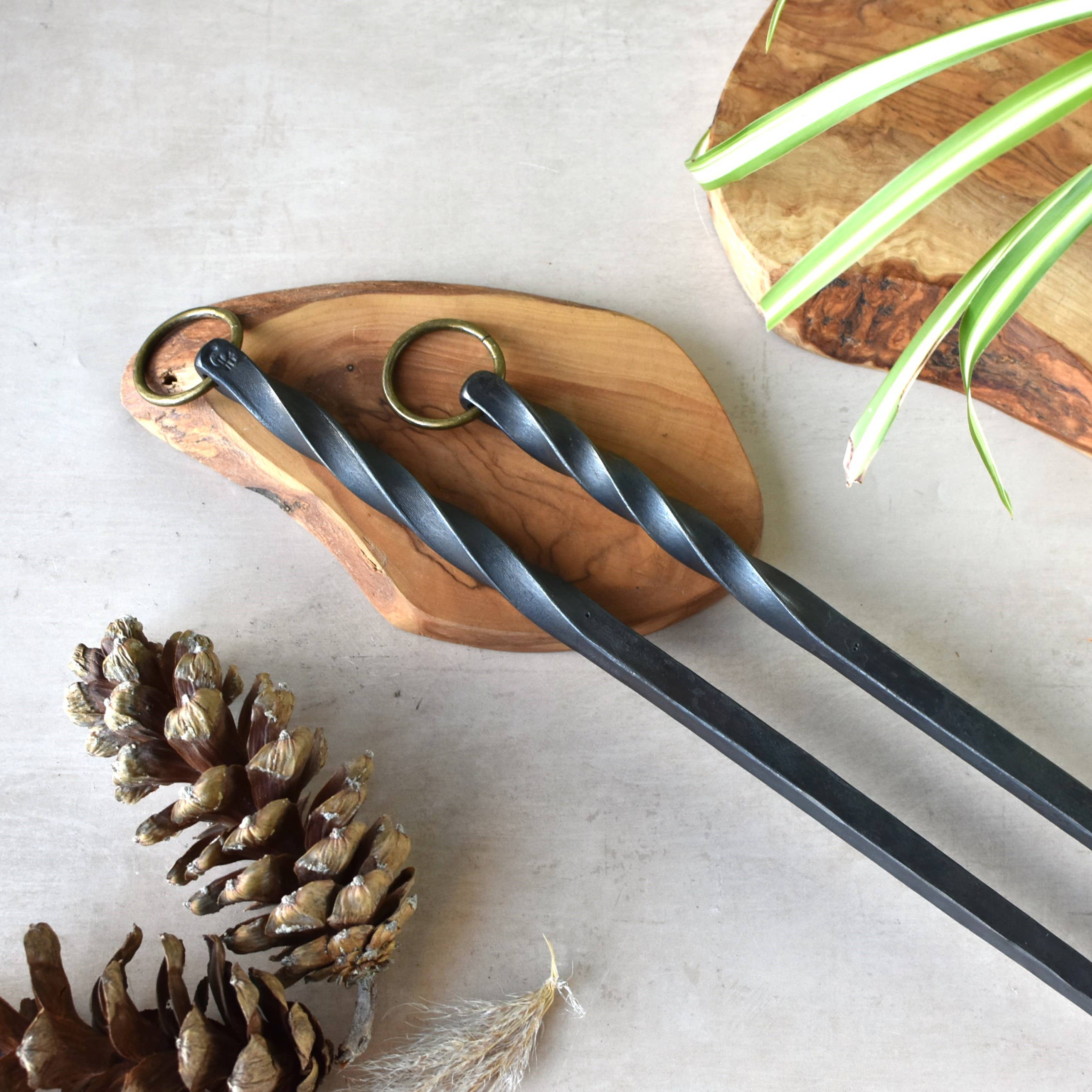 Coach House Forge – wholesale Fire pit – Handforged Iron 'Barley Twist' Poker with Bronze Hook Ring8