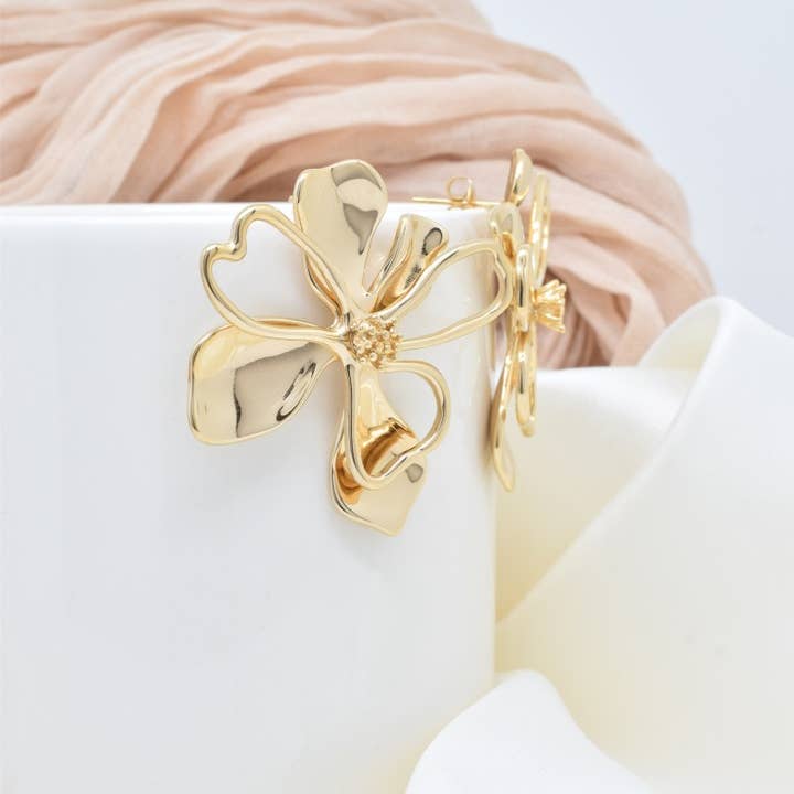 Kapyco - Wholesale Stud/Post Earrings - Stainless steel flower earrings - BO1004032