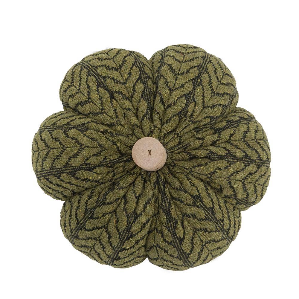 A&B Home Group Inc. - Vente Décorations de table - Citrouille en polyester tricoté vert 6,5x6,5x6,5"3