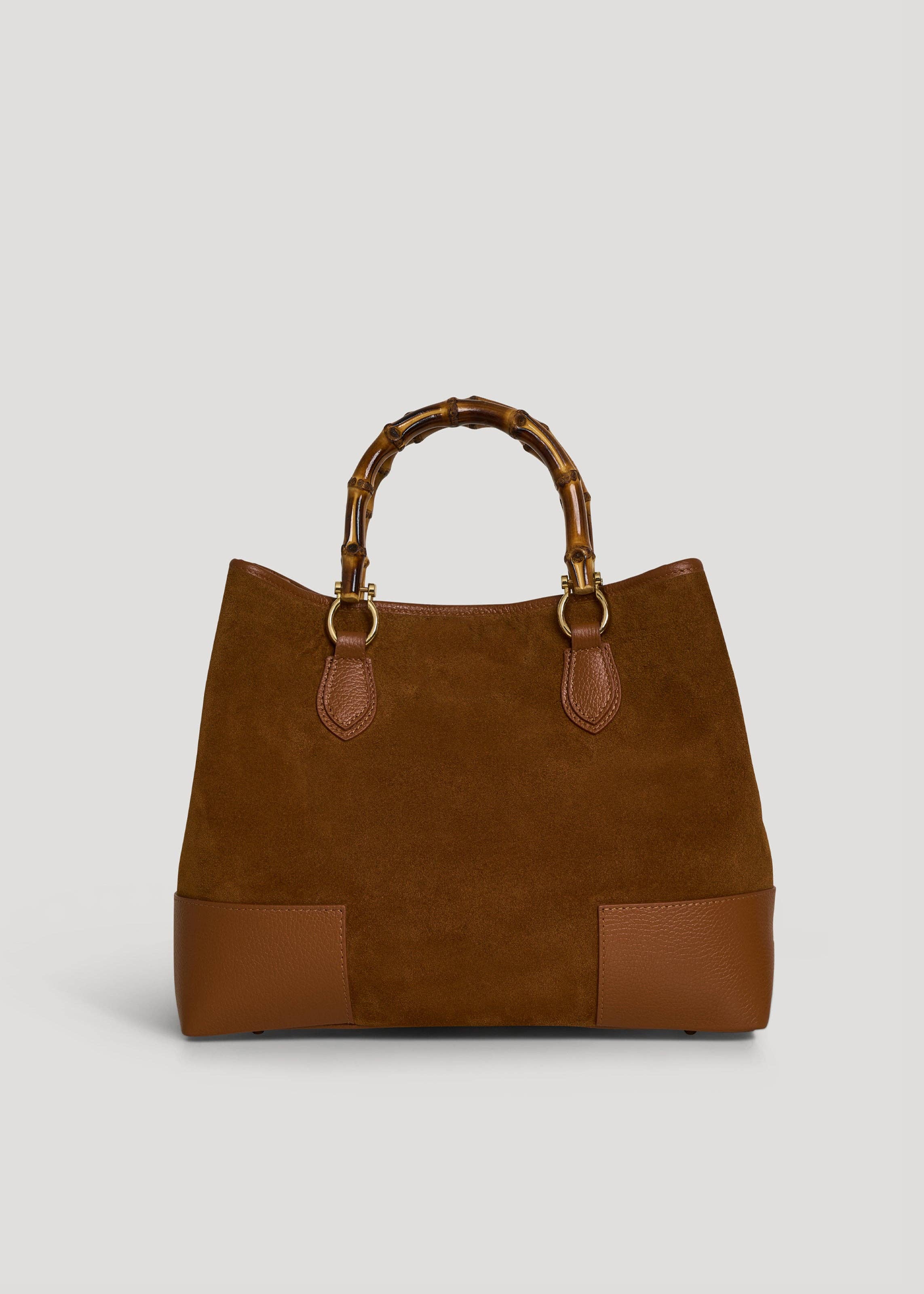 Voemièn - Wholesale Top Handle Bag - Women's - Bamboo Babe Bag in Tan Suede and Leather3