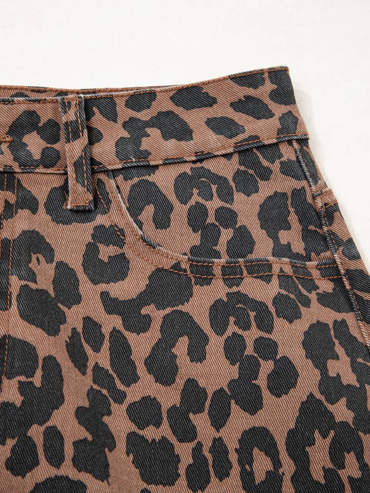 FULL TIME PURCHASE - Wholesale Skirt - Women's - Leopard Denim Frayed Split Denim Midi Skirt10