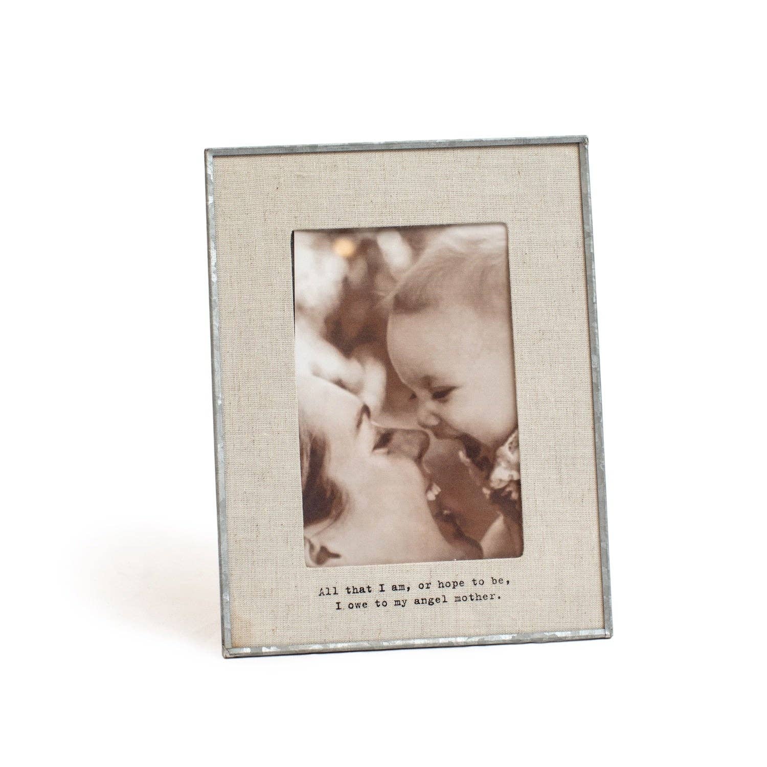Sugarboo & Co - Wholesale Picture frame - All That I am, Angel Mother Vertical Glass Linen Photo Frame