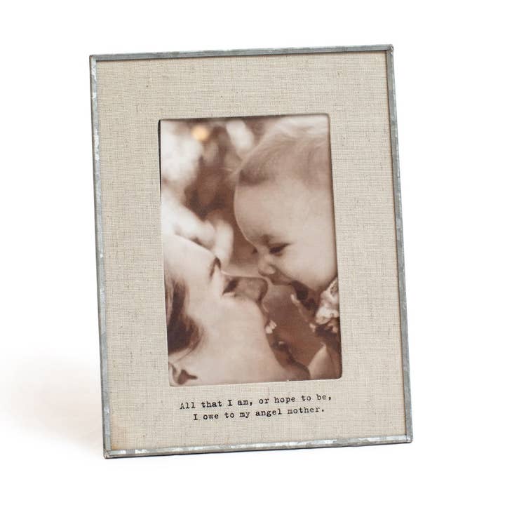 Sugarboo & Co - Wholesale Picture frame - All That I am, Angel Mother Vertical Glass Linen Photo Frame0