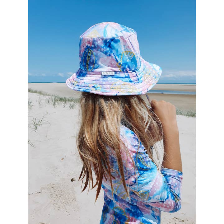 Tribe Tropical - Wholesale Sun hat – Kids - Wide Brim Swim Hat - Shelly Beach2