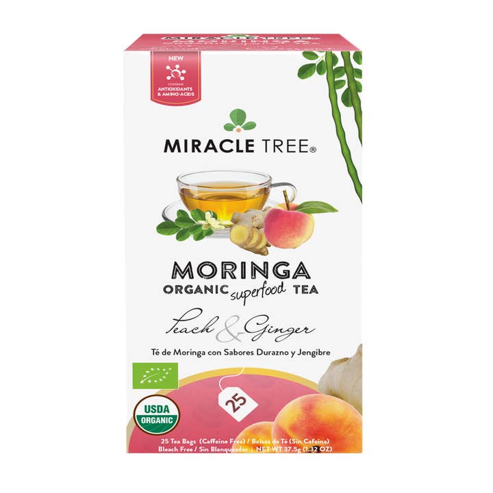 Miracle Tree - Wholesale Health/Detox Tea - Organic Moringa Tea: Peach & Ginger
