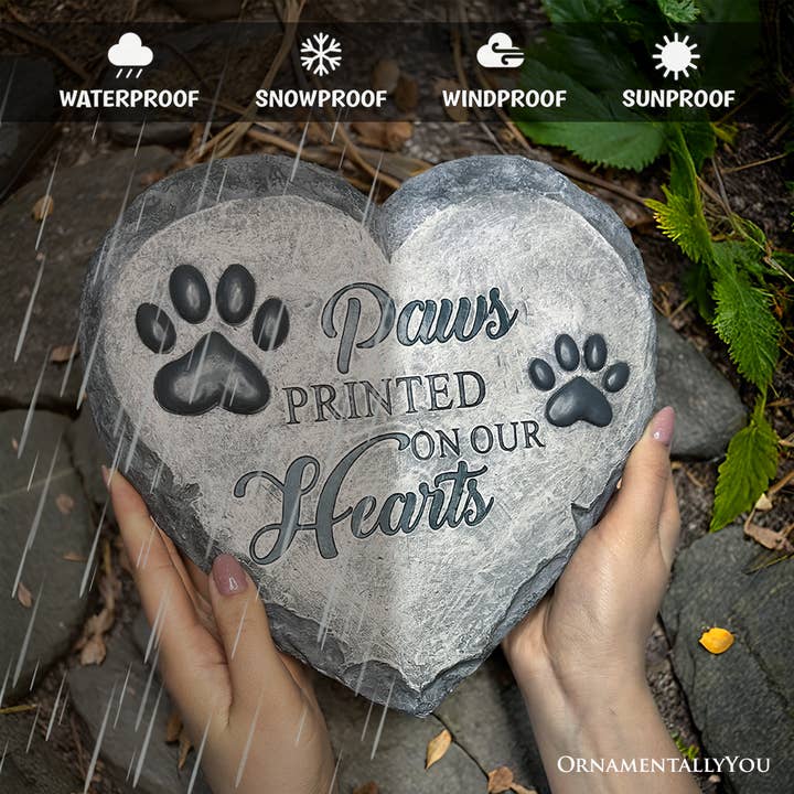 OrnamentallyYou - Wholesale Stepping Stone - Paws Printed on our Hearts Memorial Stepping Stone for Pet, 9.5" Dog Funeral and Pet Cemetery Decor3