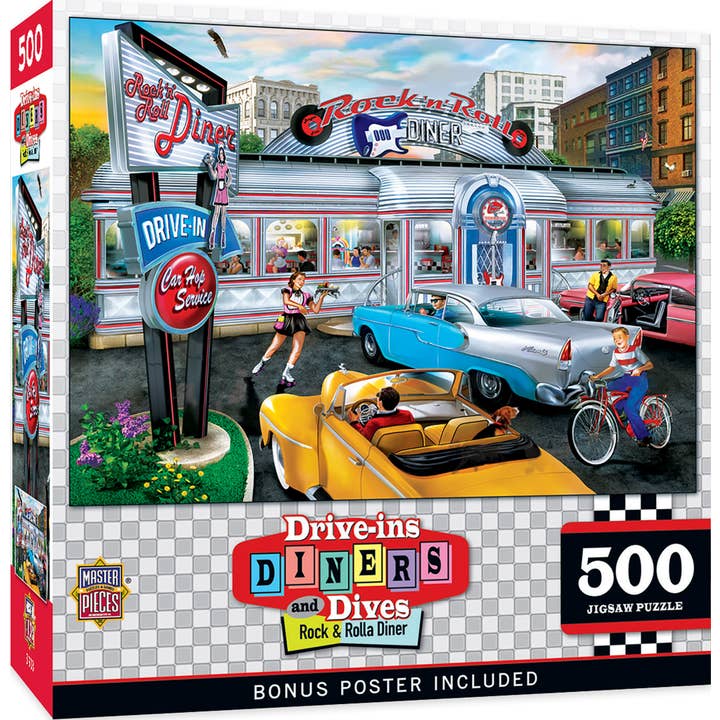 Drive-Ins, Diners & Dives - Puzzle de 500 pièces Rock & Rolla Diner pour la vente par Masterpieces Puzzles