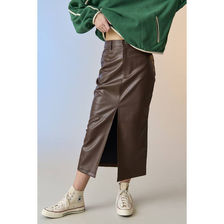 Lilliana Faux Leather Maxi Skirt for wholesale by Apolline