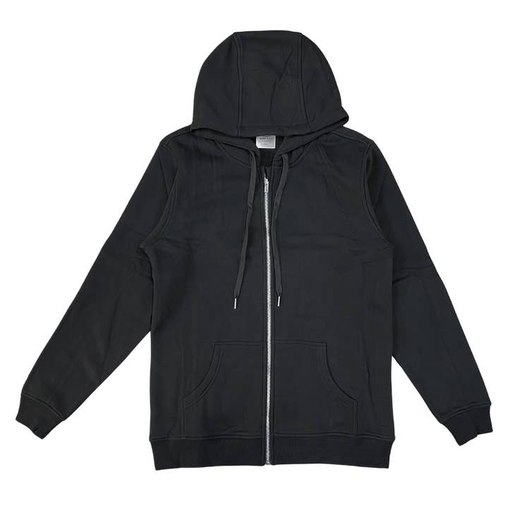 Sweat à capuche zippé en coton/polyester uni pour la vente par Somewon