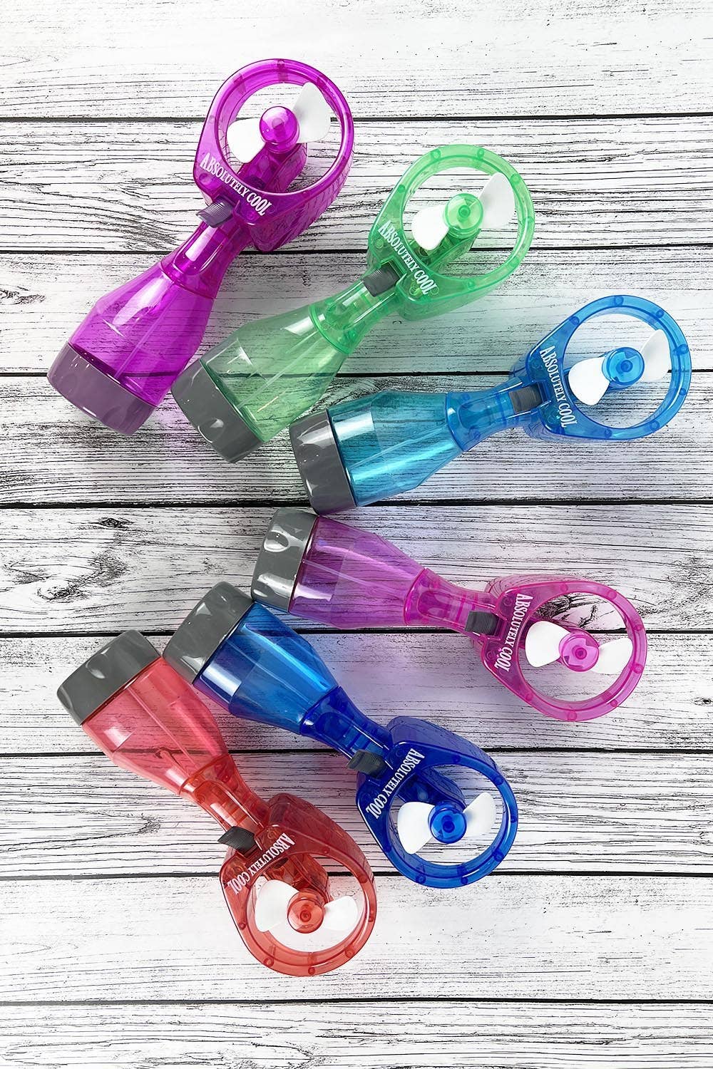 ASSORTED COLOR PORTABLE WATER BOTTLE MISTER SPRAY FAN for wholesale on Faire1