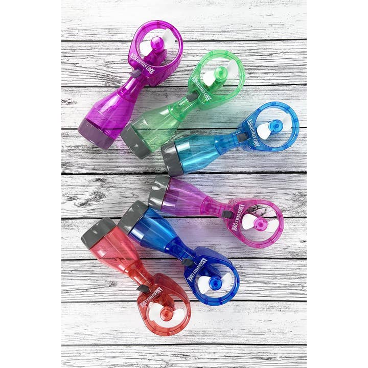 ASSORTED COLOR PORTABLE WATER BOTTLE MISTER SPRAY FAN for wholesale on Faire1
