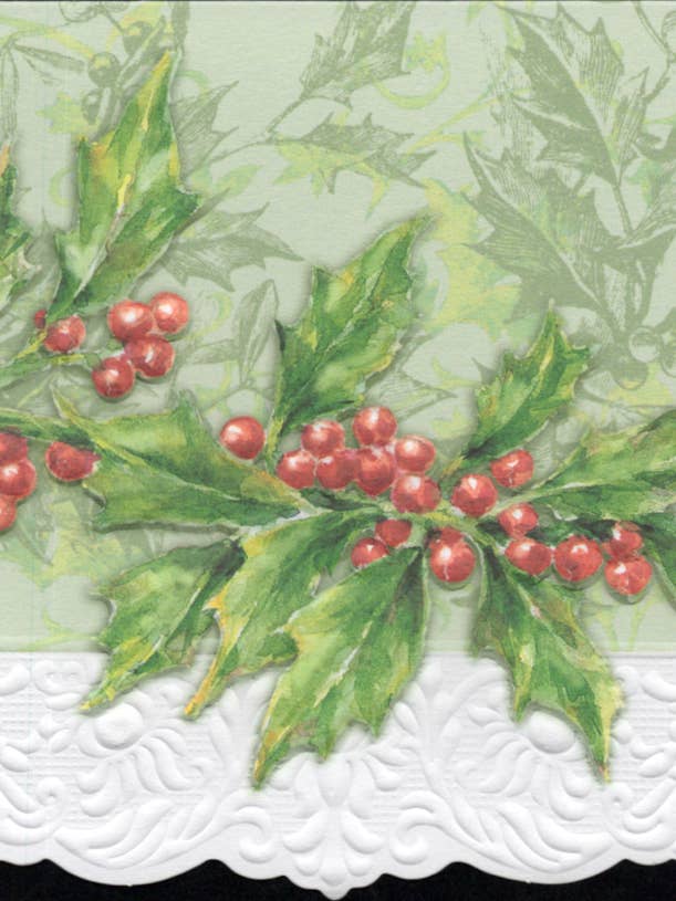 Holly and Berry Seasonal Portfolio Boxed Note Cards NCPX2237 for wholesale by Carol Wilson Fine Arts Inc./For Arts Sake