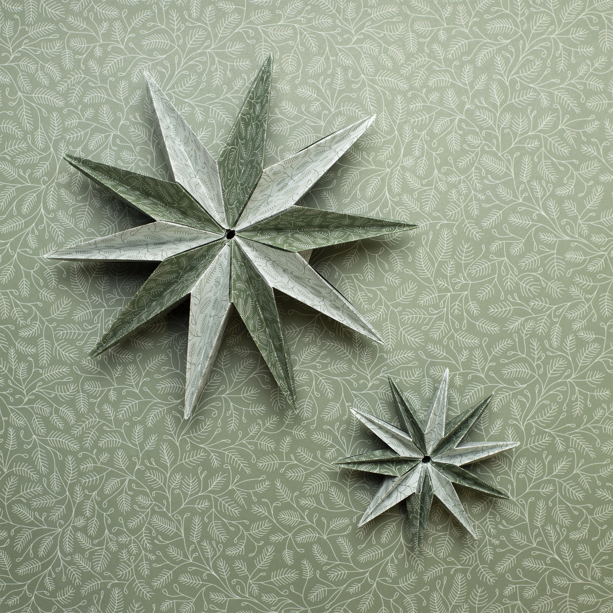 My Pretty Circus - Wholesale Origami/Kirigami Paper - Christmas origami paper - “pine branches” green - 25 sheets7