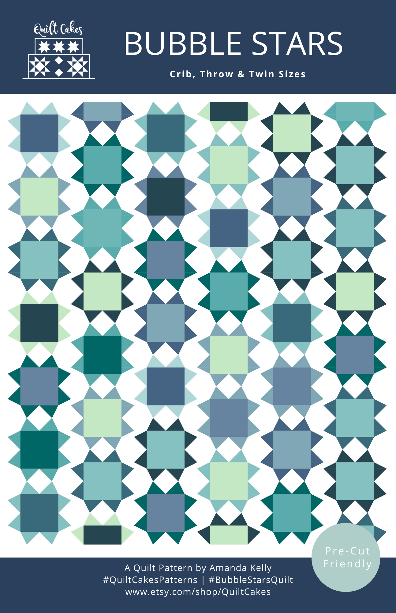 QuiltCakes - Wholesale Craft Sewing Kit - Bubble Stars Quilt Pattern Printed0