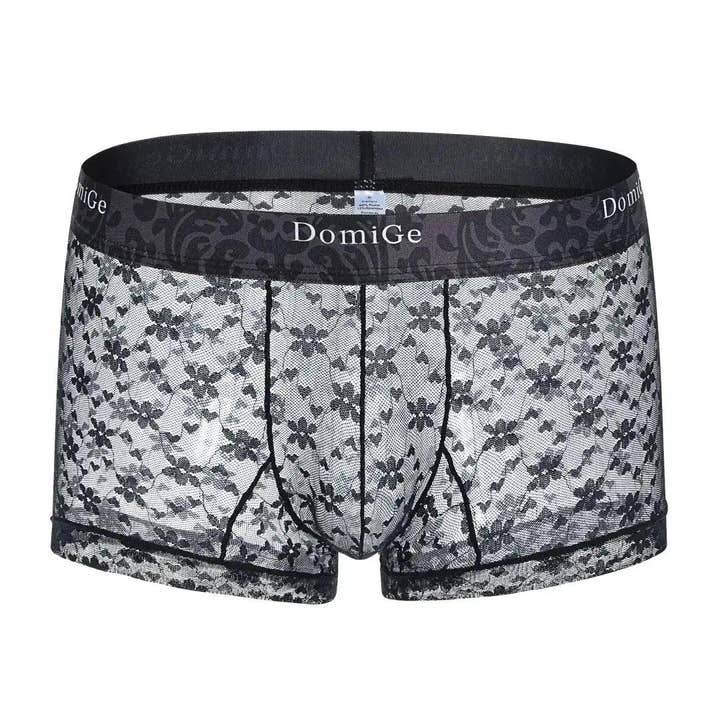 DomiGe - Wholesale Ondergoed - Heren - Trunks van mesh en doorschijnend materiaal voor heren met stijlvolle tailleband met logo, ultiem comfort en verleiding voor mannen3