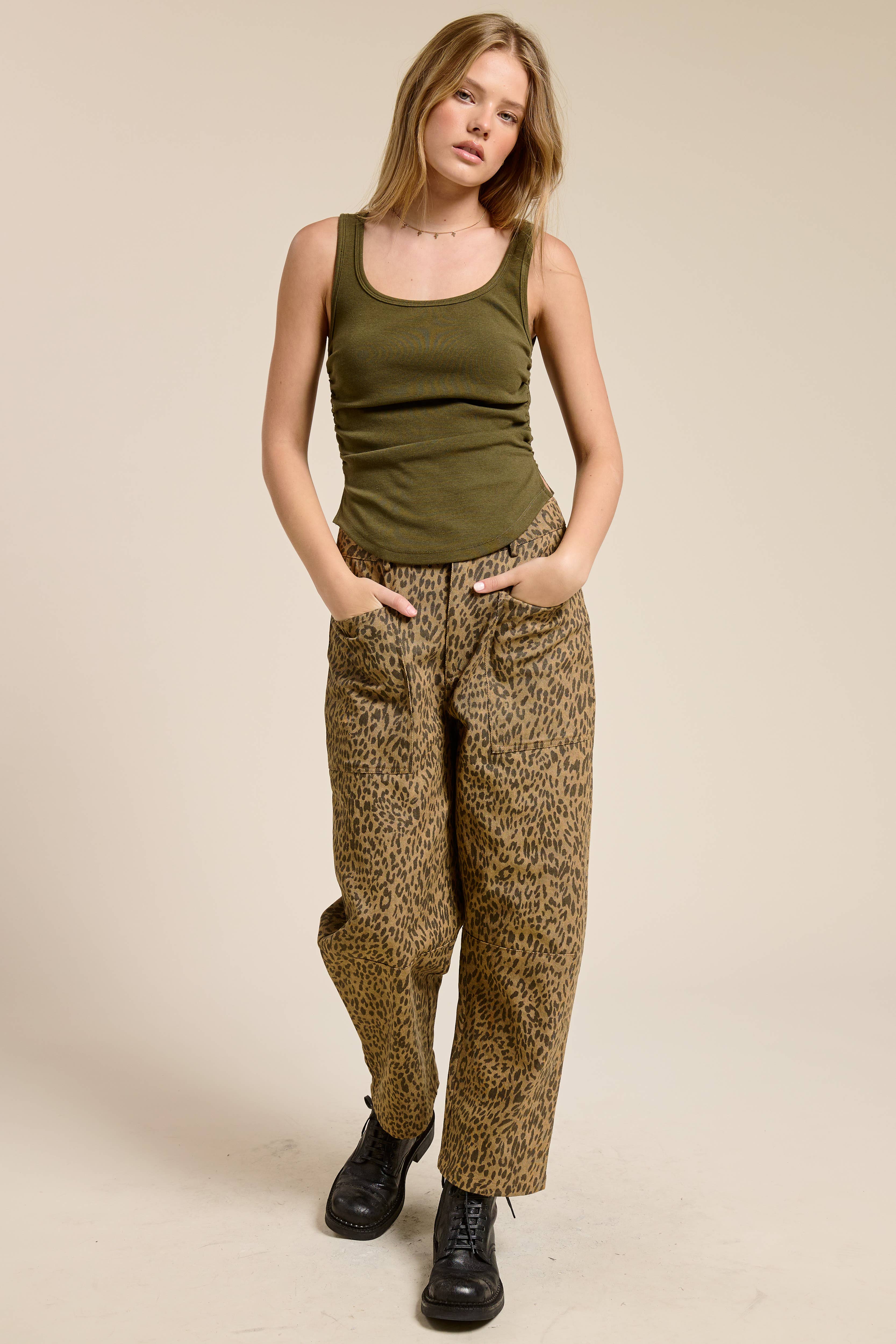 Mimosa - Wholesale Jeans - Women's - Leopard Print Barrel Leg Denim Jeans13