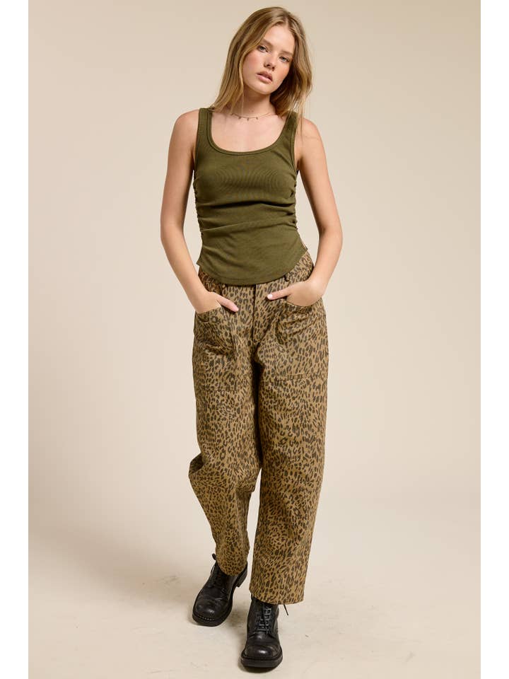 Mimosa - Wholesale Jeans - Women's - Leopard Print Barrel Leg Denim Jeans13