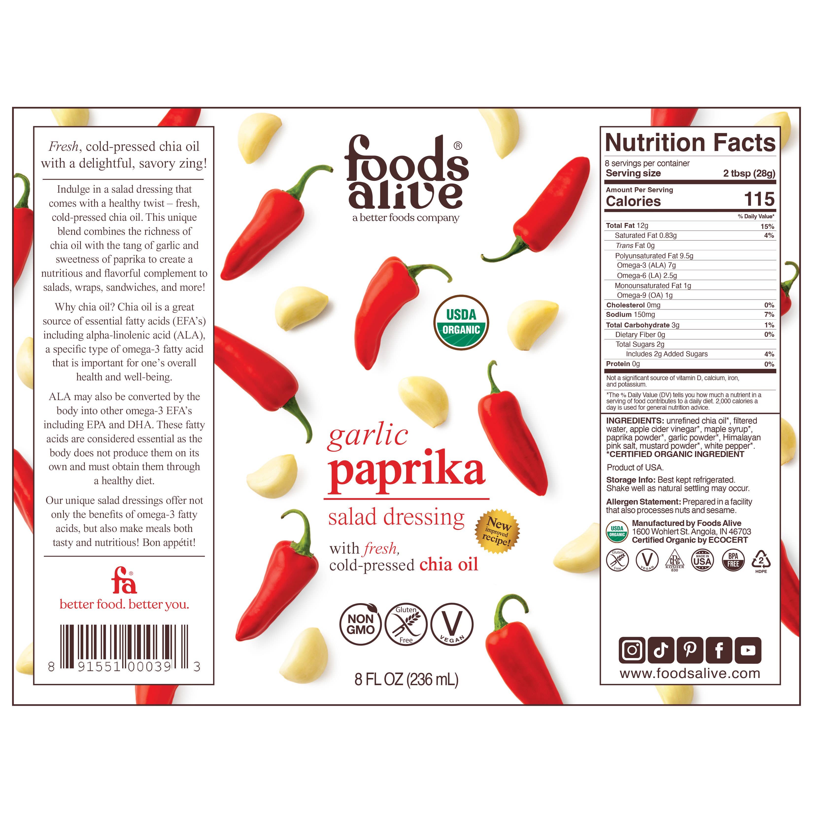 Foods Alive - Wholesale Salad Dressing - Garlic Paprika Salad Dressing - Organic4