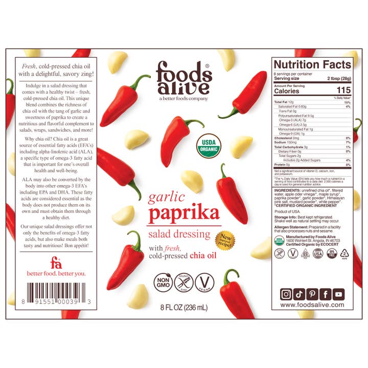 Foods Alive - Wholesale Salad Dressing - Garlic Paprika Salad Dressing - Organic4