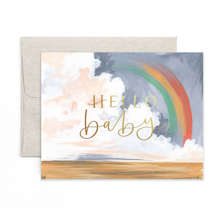 Hello Baby Rainbow Greeting Card for wholesale by 1canoe2 | One Canoe Two Paper Co.